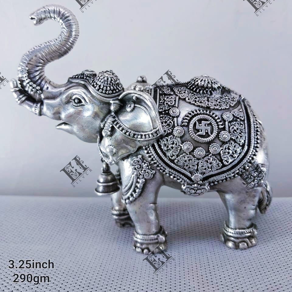 925 Silver Antique Elephant Idol